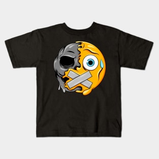Bandage Mouth Zombie Emoji Kids T-Shirt